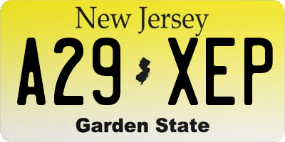 NJ license plate A29XEP