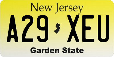 NJ license plate A29XEU