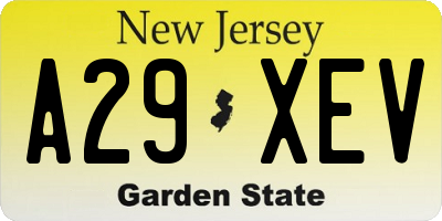 NJ license plate A29XEV