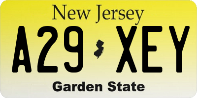 NJ license plate A29XEY