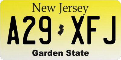 NJ license plate A29XFJ