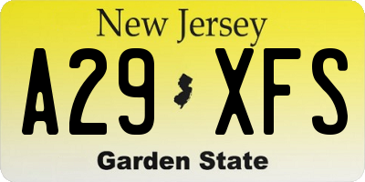 NJ license plate A29XFS