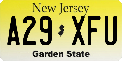 NJ license plate A29XFU