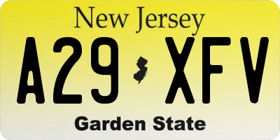 NJ license plate A29XFV