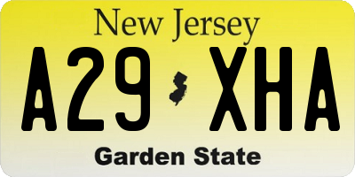NJ license plate A29XHA