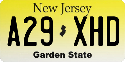 NJ license plate A29XHD