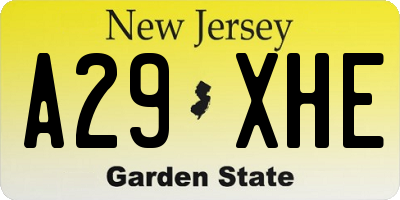 NJ license plate A29XHE