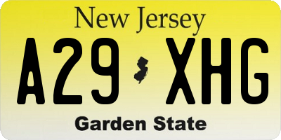 NJ license plate A29XHG
