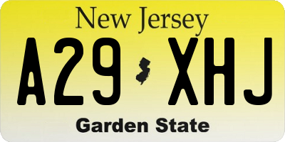 NJ license plate A29XHJ