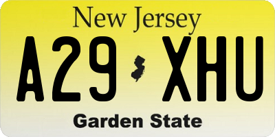 NJ license plate A29XHU