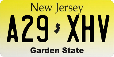 NJ license plate A29XHV