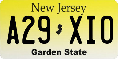 NJ license plate A29XIO
