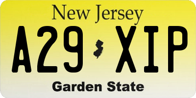 NJ license plate A29XIP