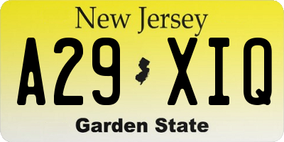 NJ license plate A29XIQ