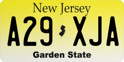 NJ license plate A29XJA