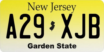 NJ license plate A29XJB