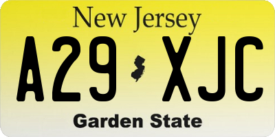 NJ license plate A29XJC