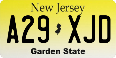 NJ license plate A29XJD