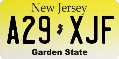 NJ license plate A29XJF