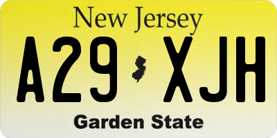 NJ license plate A29XJH
