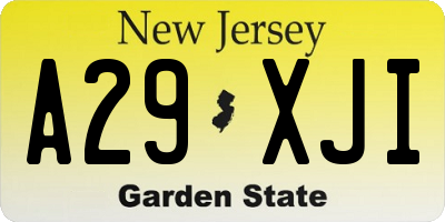 NJ license plate A29XJI