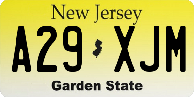 NJ license plate A29XJM