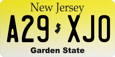 NJ license plate A29XJO