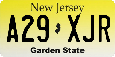 NJ license plate A29XJR
