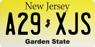 NJ license plate A29XJS