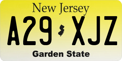 NJ license plate A29XJZ