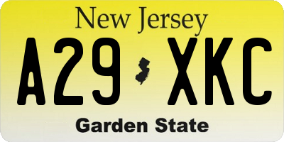 NJ license plate A29XKC