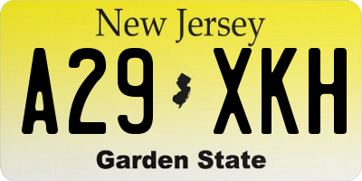 NJ license plate A29XKH