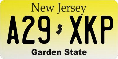 NJ license plate A29XKP