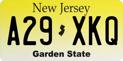 NJ license plate A29XKQ