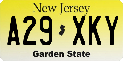 NJ license plate A29XKY
