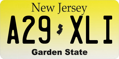NJ license plate A29XLI
