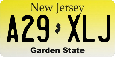 NJ license plate A29XLJ