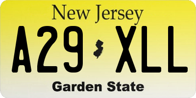 NJ license plate A29XLL