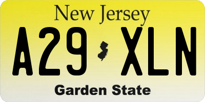 NJ license plate A29XLN