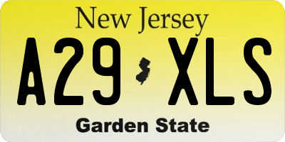 NJ license plate A29XLS