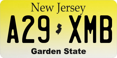 NJ license plate A29XMB