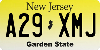 NJ license plate A29XMJ