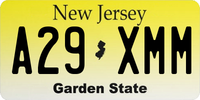 NJ license plate A29XMM
