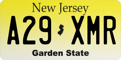 NJ license plate A29XMR