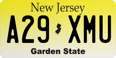 NJ license plate A29XMU
