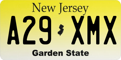 NJ license plate A29XMX