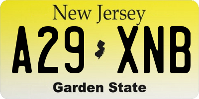 NJ license plate A29XNB