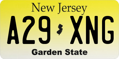 NJ license plate A29XNG