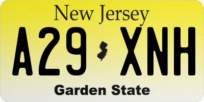 NJ license plate A29XNH