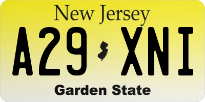 NJ license plate A29XNI
